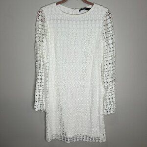 Lauren Ralph Lauren Sheath Crochet Dress Size 8 long Sleeve Lace Cotton